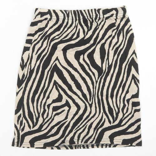 PRETTYLITTLETHING Womens Brown Animal Print Viscose A-Line Skirt Size 6