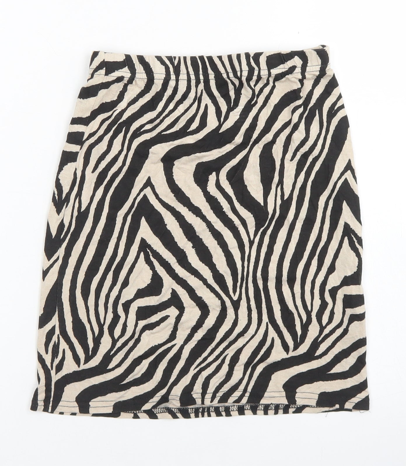 PRETTYLITTLETHING Womens Brown Animal Print Viscose A-Line Skirt Size 6