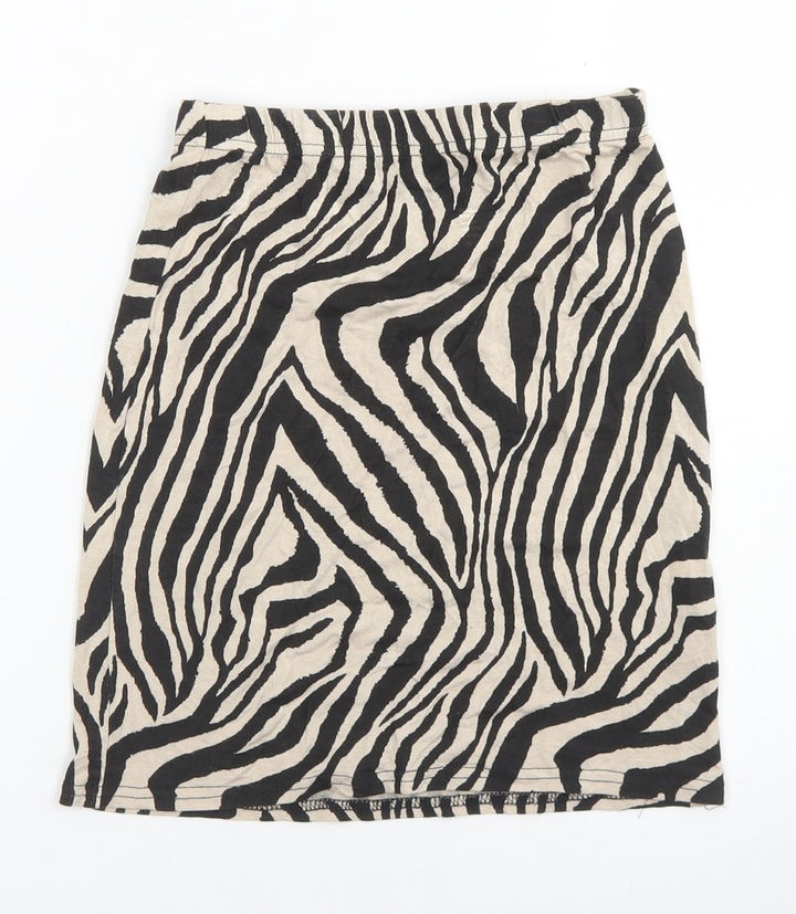 PRETTYLITTLETHING Womens Brown Animal Print Viscose A-Line Skirt Size 6
