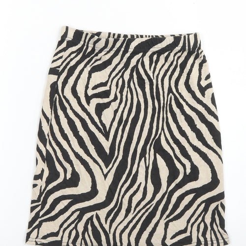 PRETTYLITTLETHING Womens Brown Animal Print Viscose A-Line Skirt Size 6