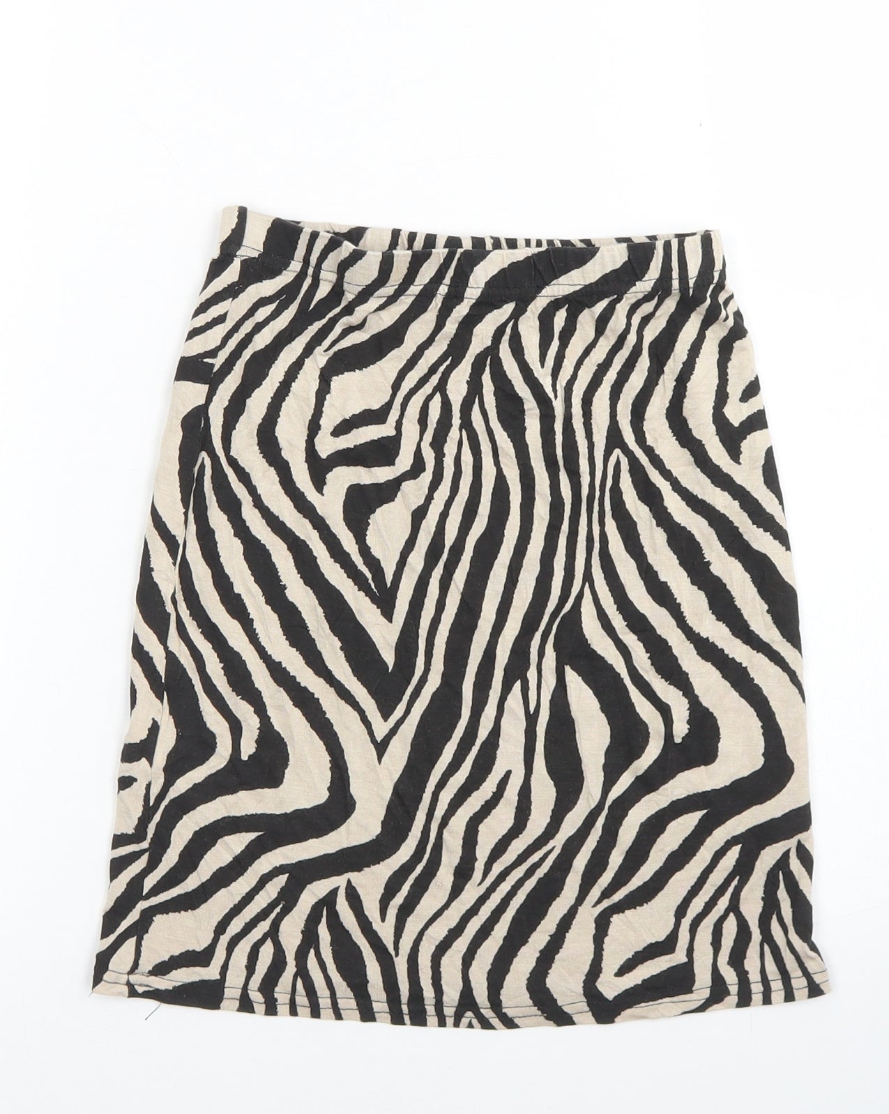 PRETTYLITTLETHING Womens Brown Animal Print Viscose A-Line Skirt Size 6