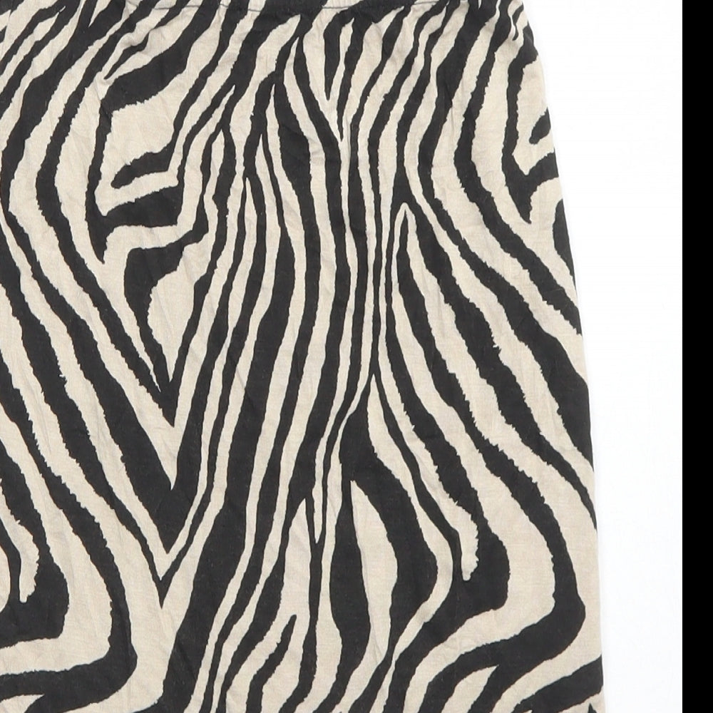 PRETTYLITTLETHING Womens Brown Animal Print Viscose A-Line Skirt Size 6
