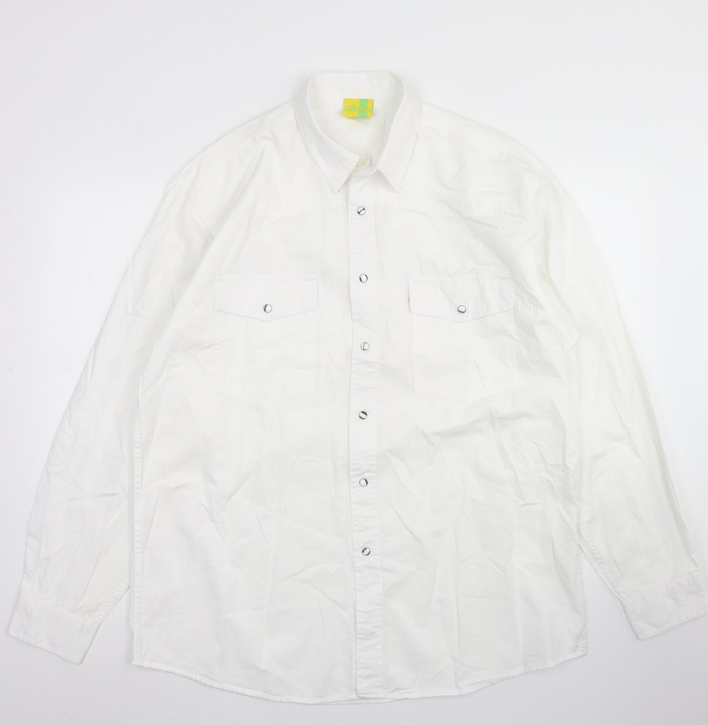 Lemon & Soda Mens White  Cotton  Button-Up Size L Collared Snap