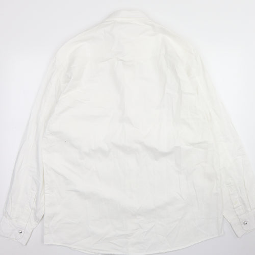 Lemon & Soda Mens White  Cotton  Button-Up Size L Collared Snap
