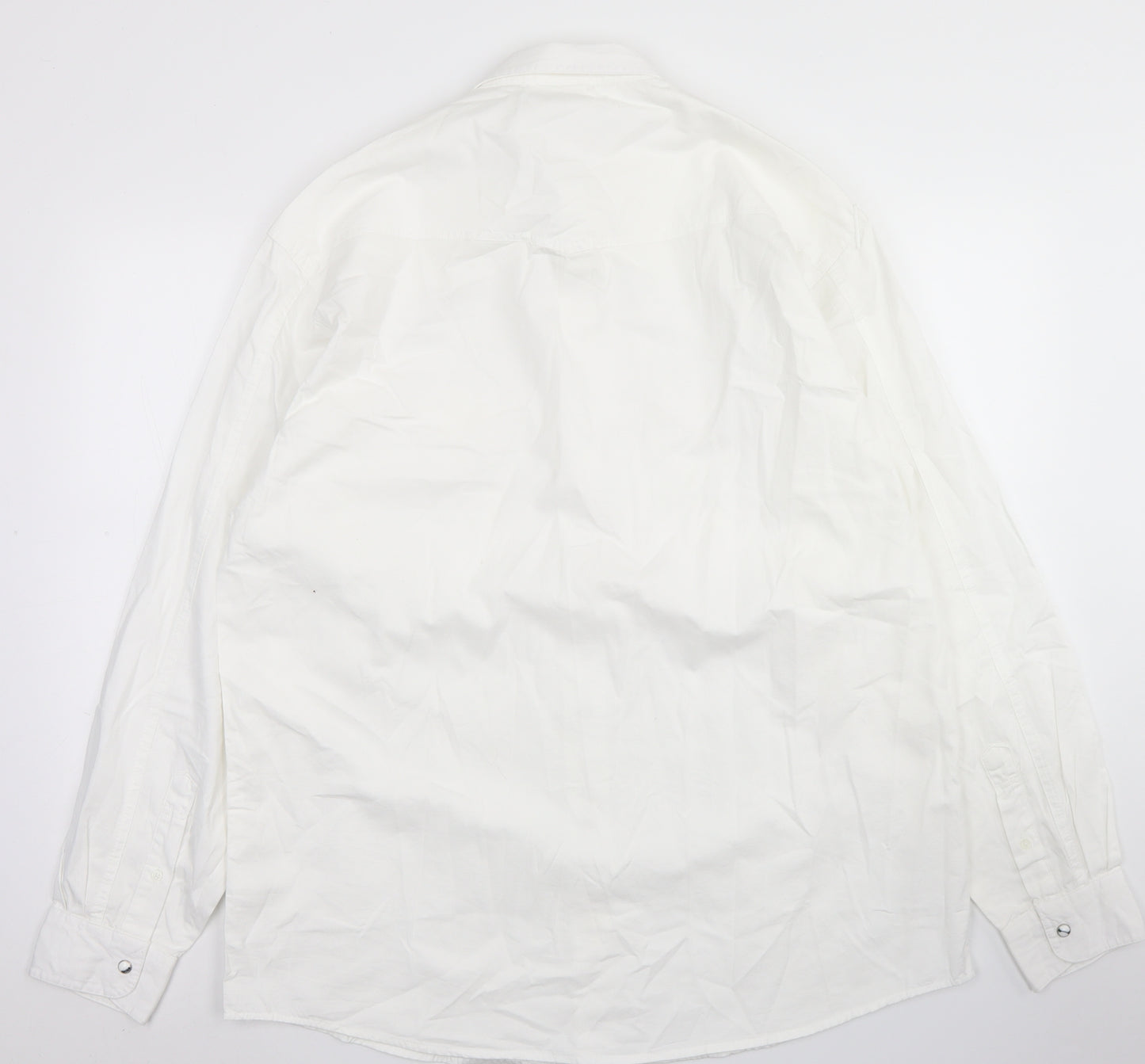 Lemon & Soda Mens White  Cotton  Button-Up Size L Collared Snap