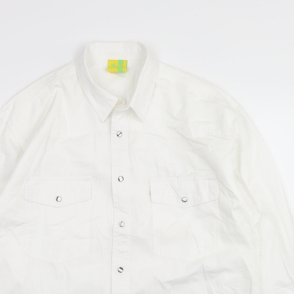 Lemon & Soda Mens White  Cotton  Button-Up Size L Collared Snap