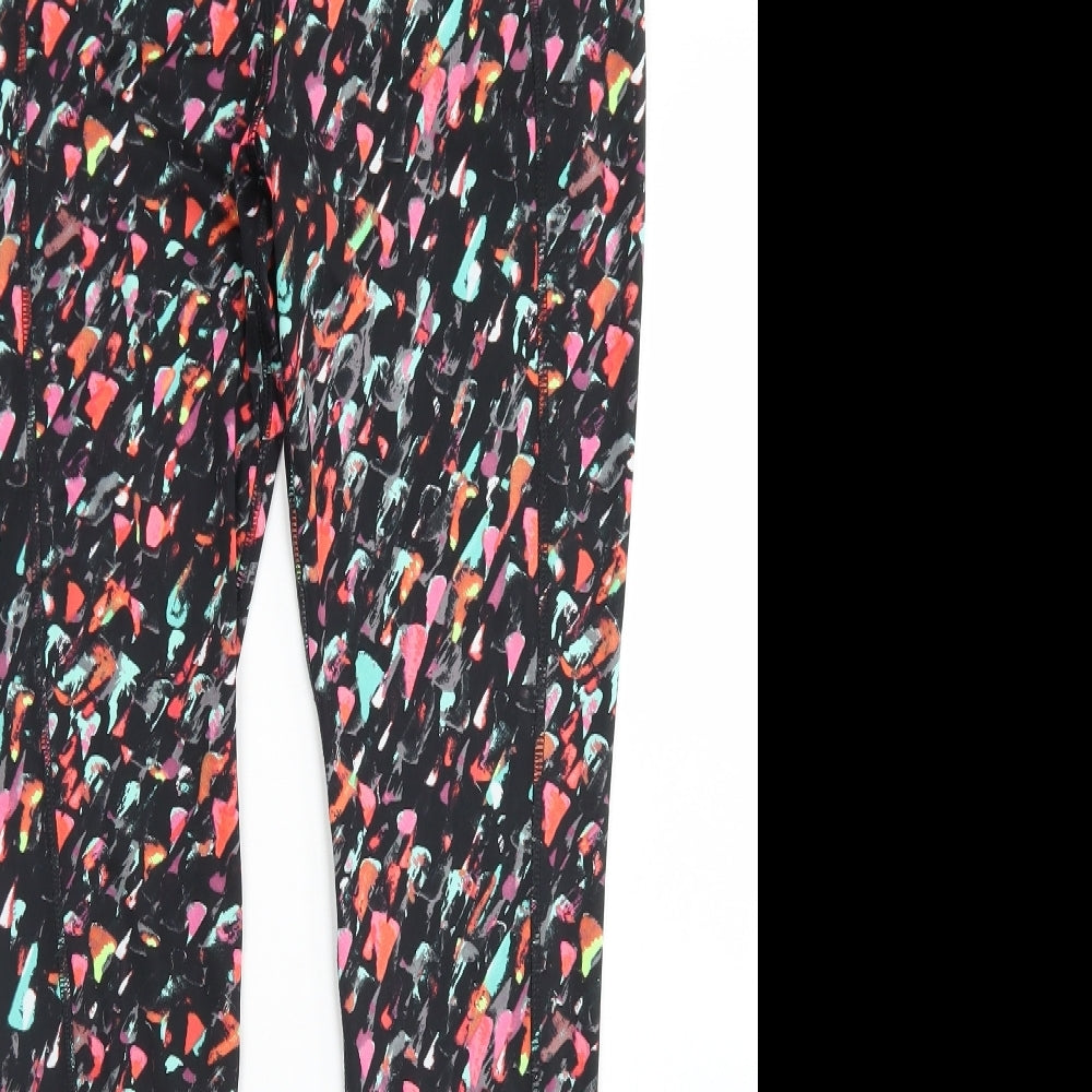 TU Womens Black Geometric Polyester Compression Leggings Size 12 L28 in Regular