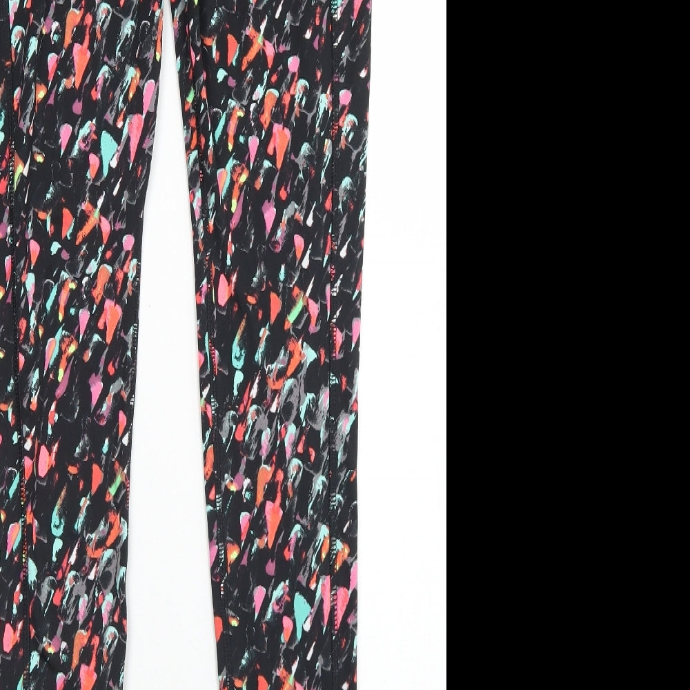 TU Womens Black Geometric Polyester Compression Leggings Size 12 L28 in Regular