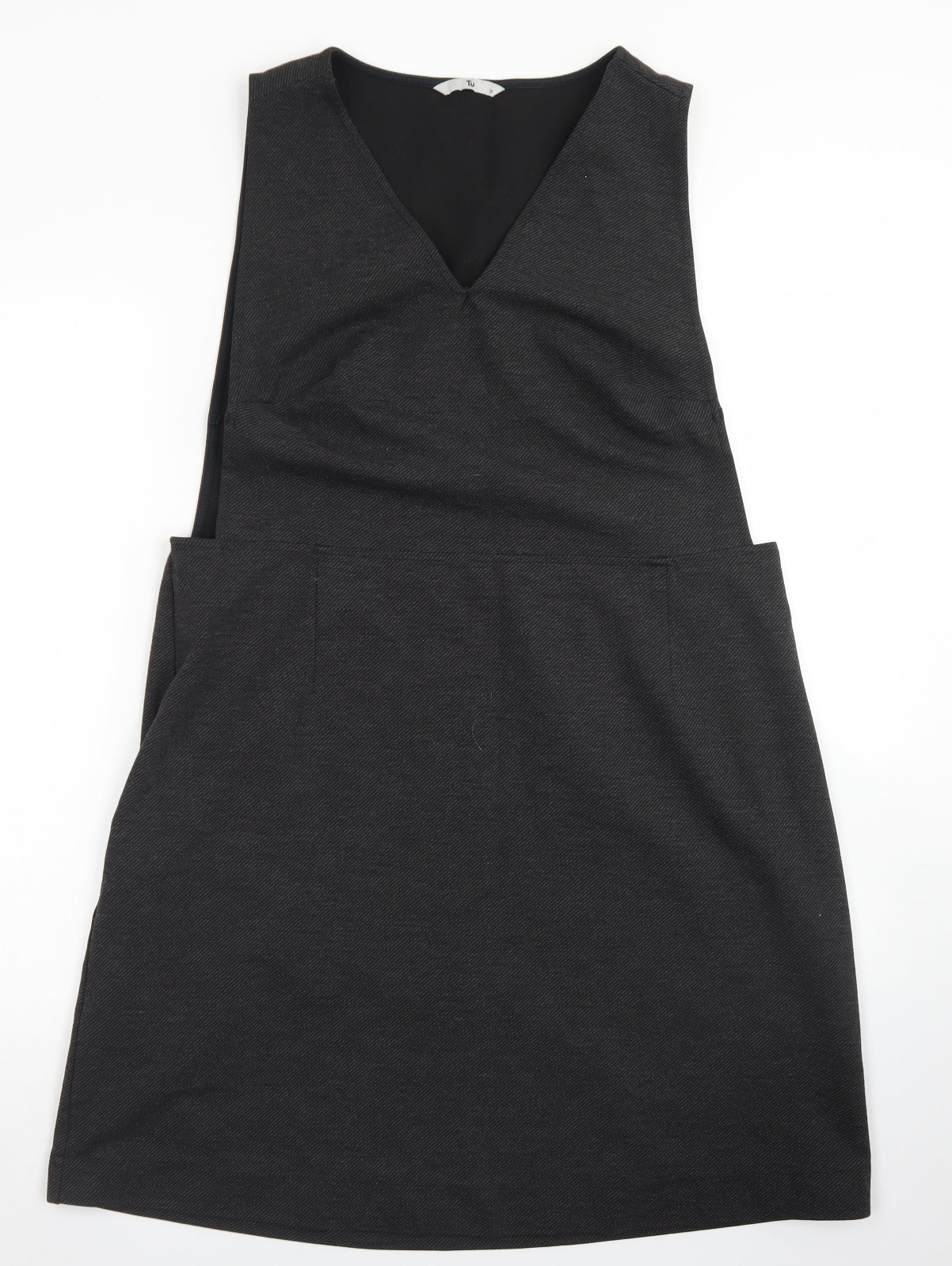 TU Womens Grey  Polyester Pinafore/Dungaree Dress  Size 16  V-Neck