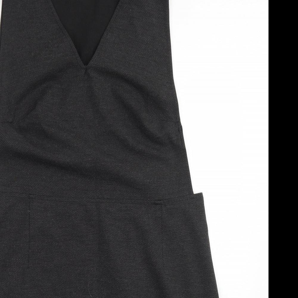 TU Womens Grey  Polyester Pinafore/Dungaree Dress  Size 16  V-Neck
