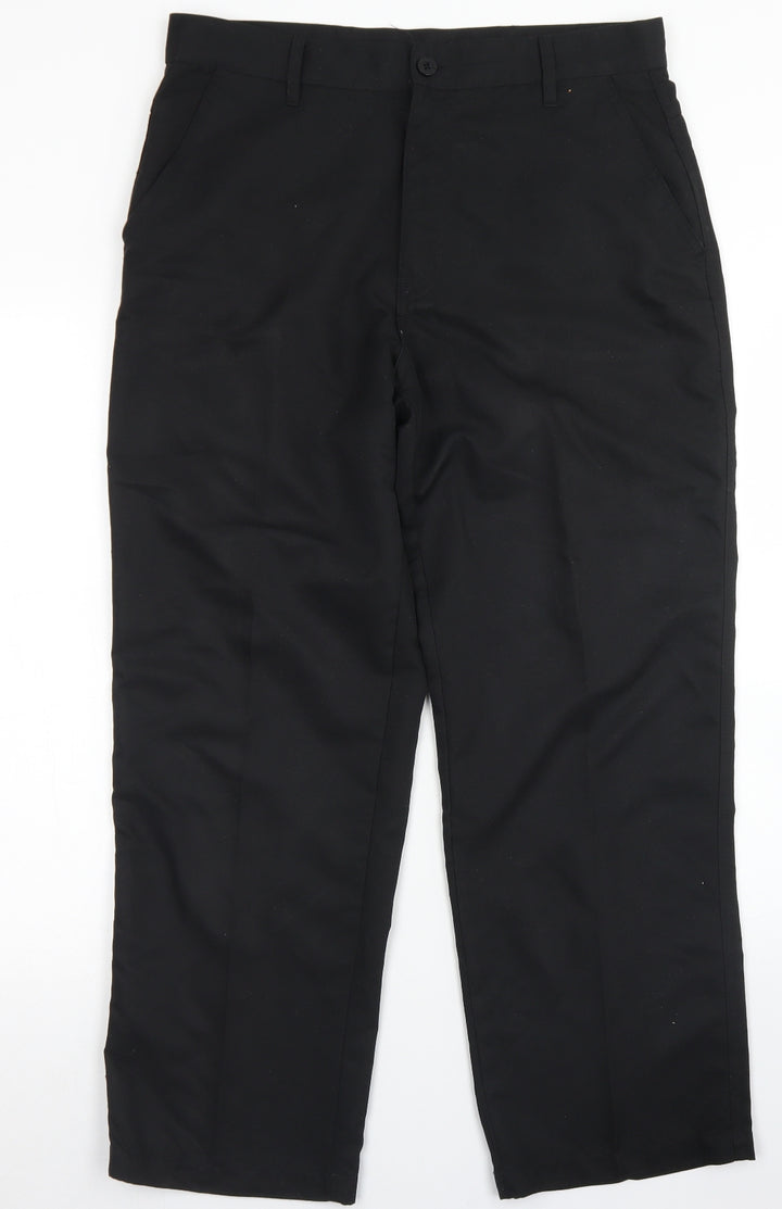 Dunlop Mens Black Polyester Dress Pants Trousers Size 34 in L27 in Regular Button