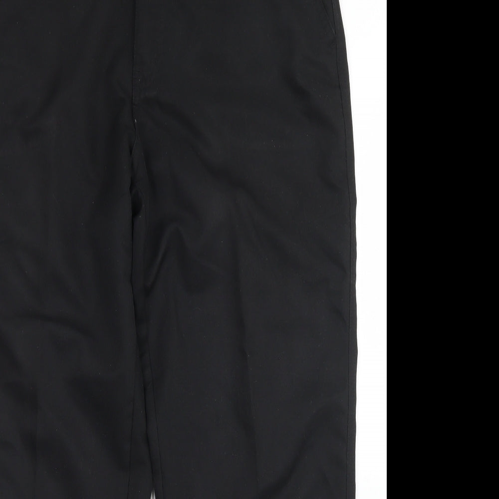 Dunlop Mens Black  Polyester Dress Pants Trousers Size 34 in L27 in Regular Button