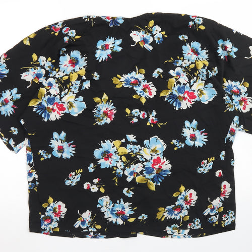 Atmosphere Womens Black Floral Polyester Kimono Blouse Size S Round Neck