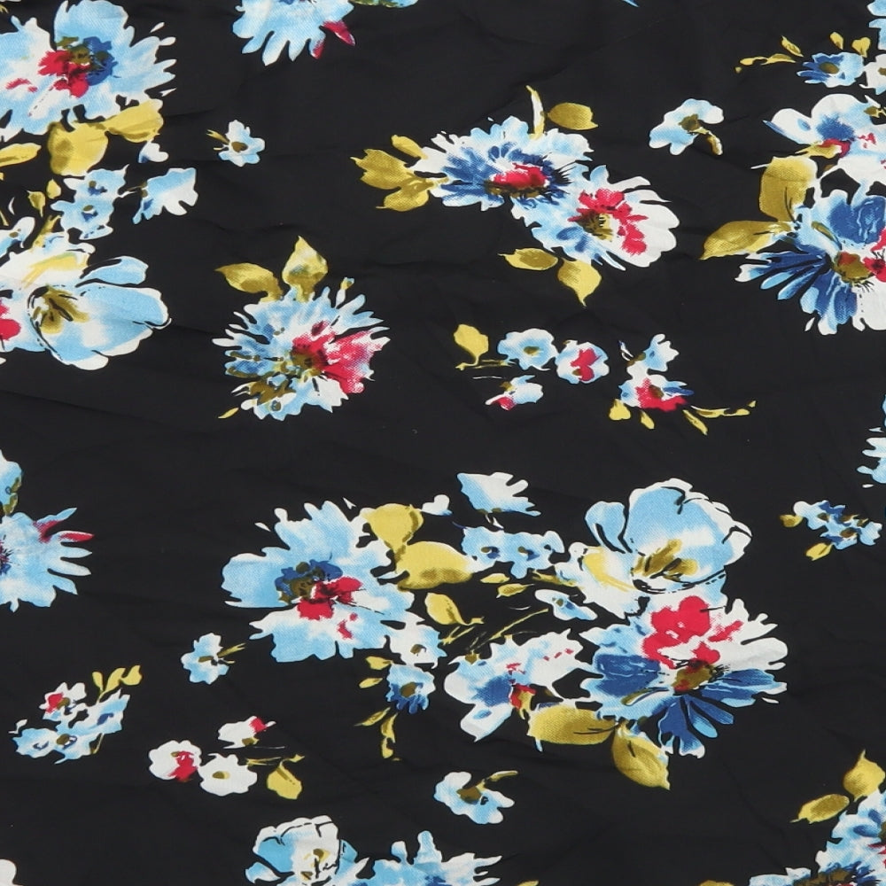 Atmosphere Womens Black Floral Polyester Kimono Blouse Size S Round Neck