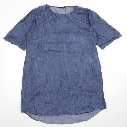 Viz-A-Viz Womens Blue  Cotton A-Line  Size S  Round Neck