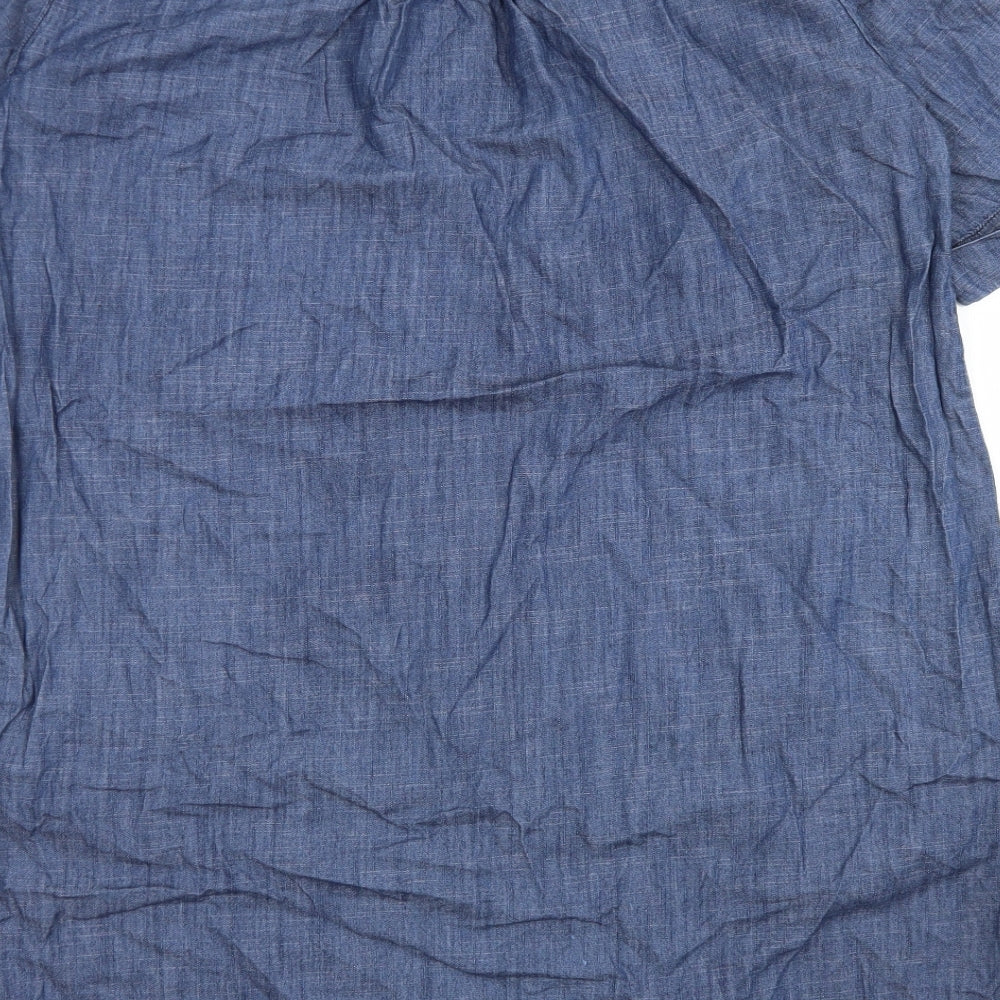Viz-A-Viz Womens Blue  Cotton A-Line  Size S  Round Neck