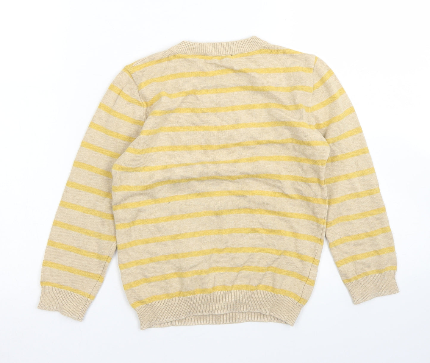 George Boys Brown Crew Neck Striped Cotton Pullover Jumper Size 6-7 Years   - Dinosaur