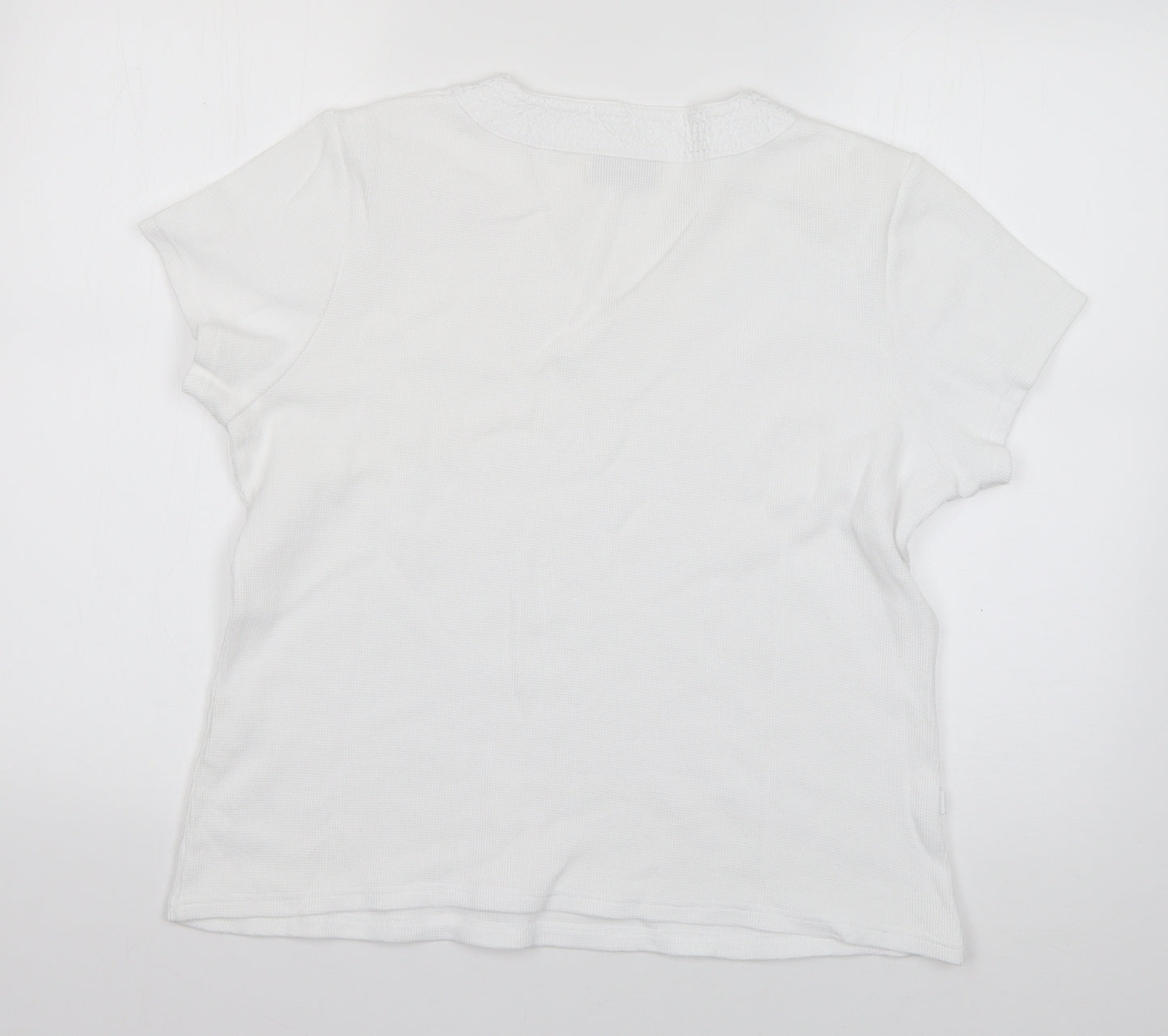 Viyella Womens White  Cotton Basic T-Shirt Size L V-Neck