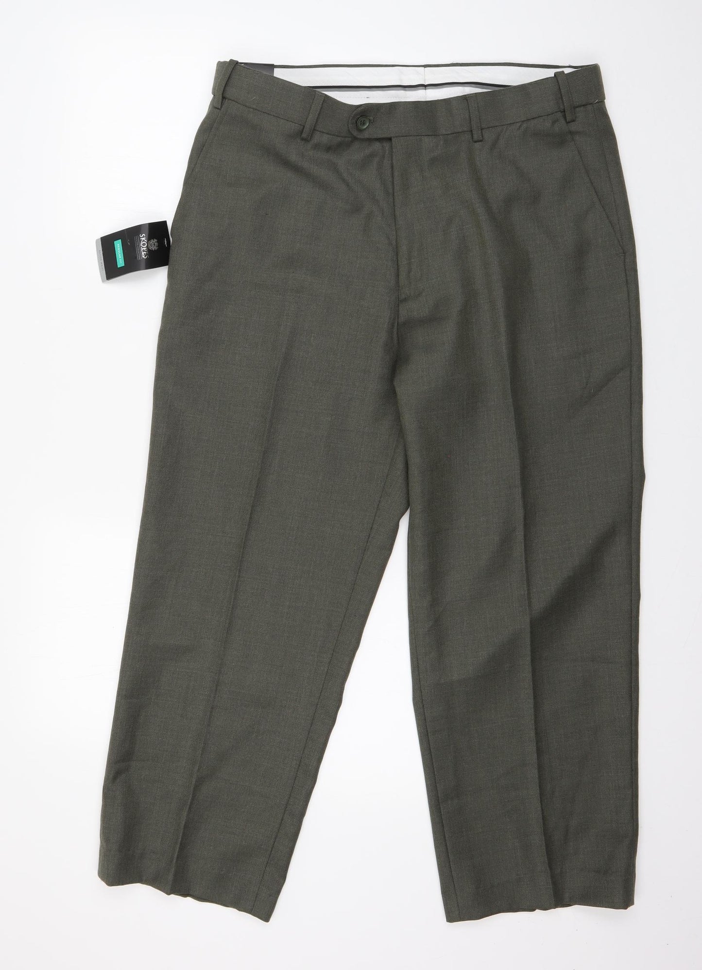 Skopes Mens Green  Polyester Trousers  Size 36 in L26 in Regular Zip
