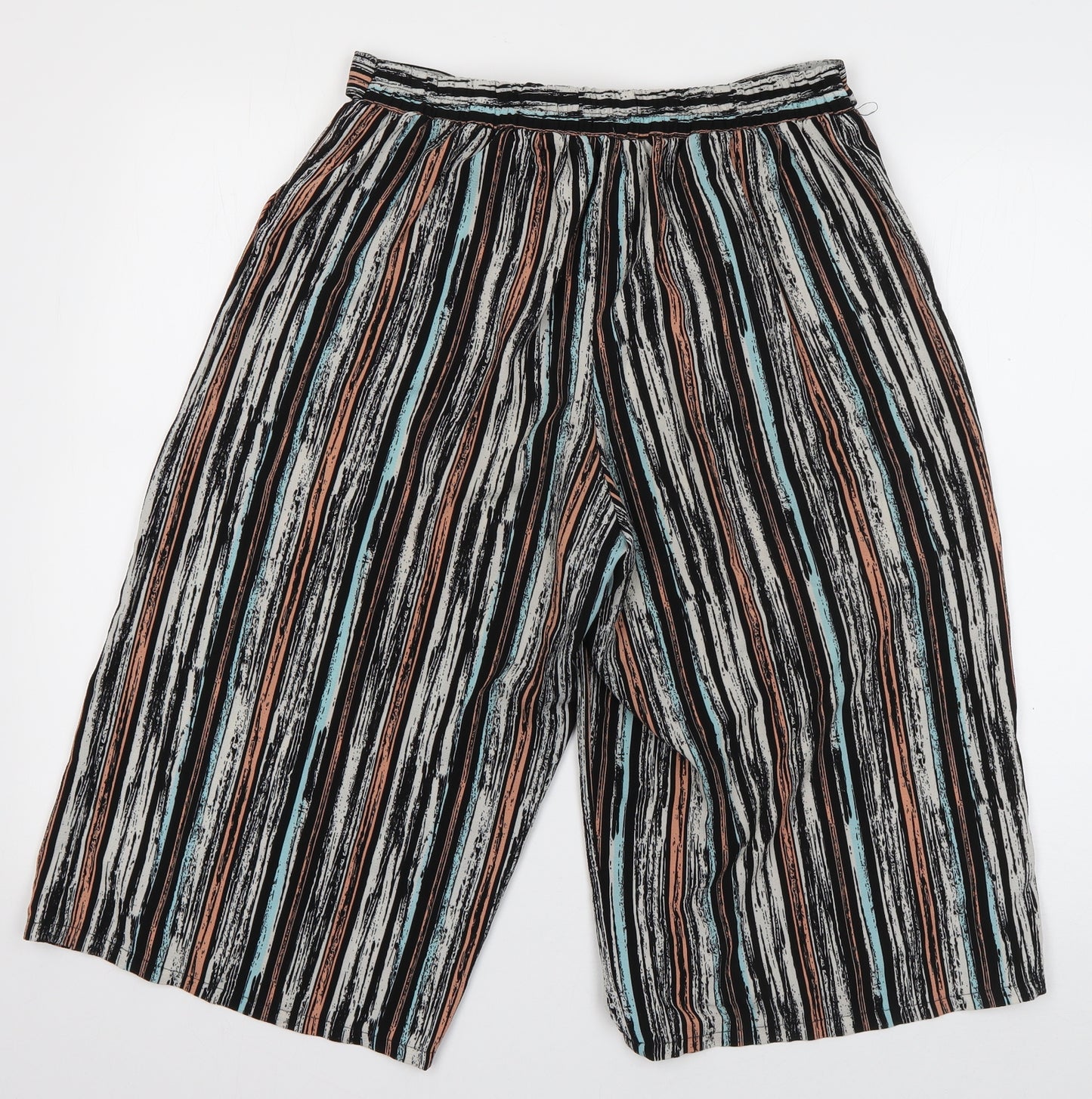 Primark Womens Multicoloured Striped Polyester Culotte Shorts Size 12 L16 in Regular