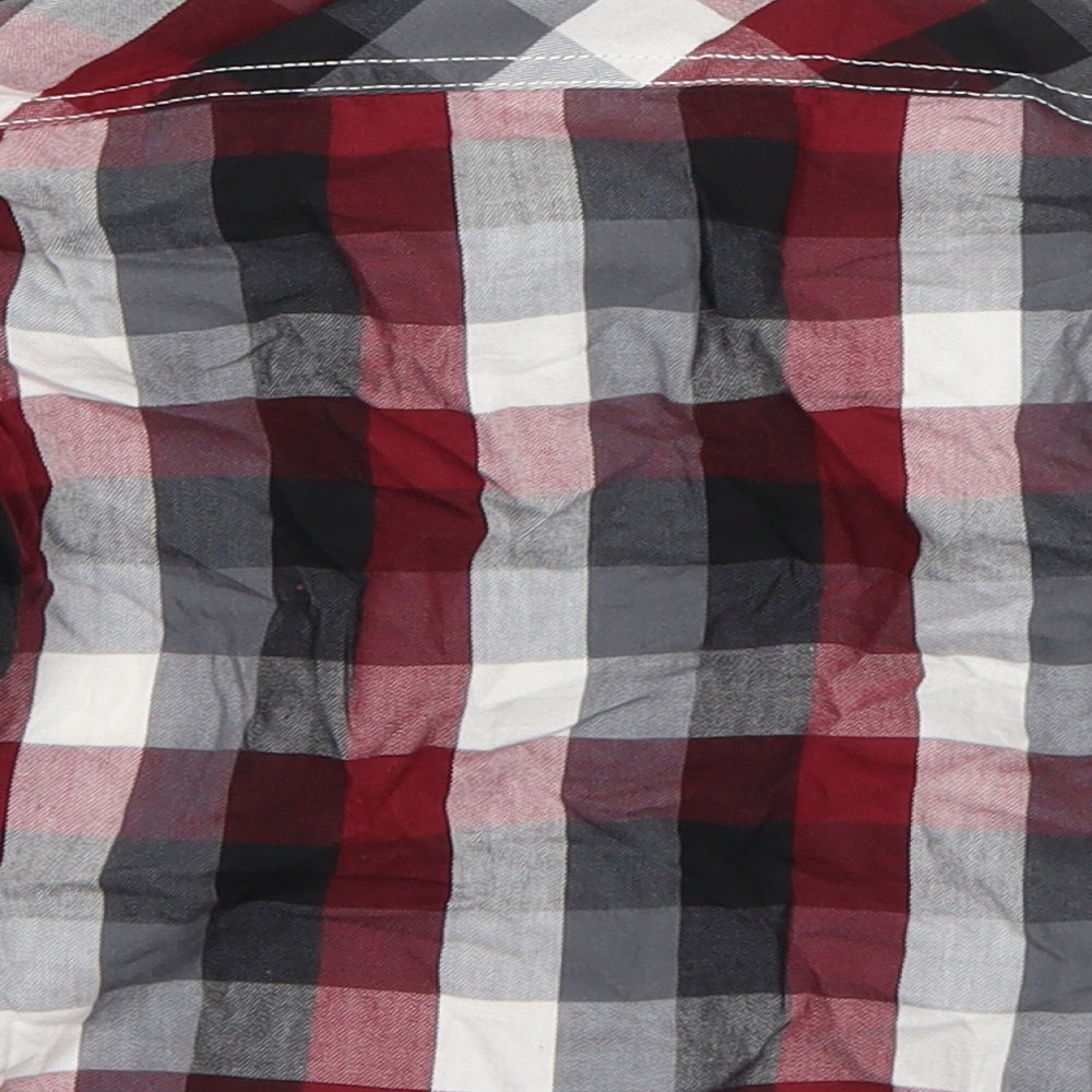 NEXT Boys Red Check Cotton Basic Button-Up Size 12-18 Months Collared Button