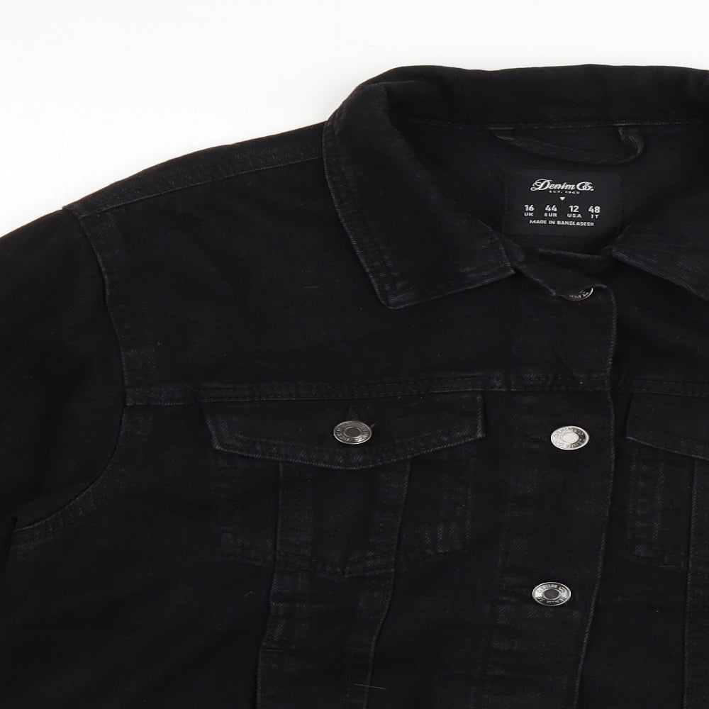 Denim & Co. Womens Black   Jacket  Size 16  Button