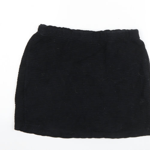 Topshop Womens Black  Cotton A-Line Skirt Size 10