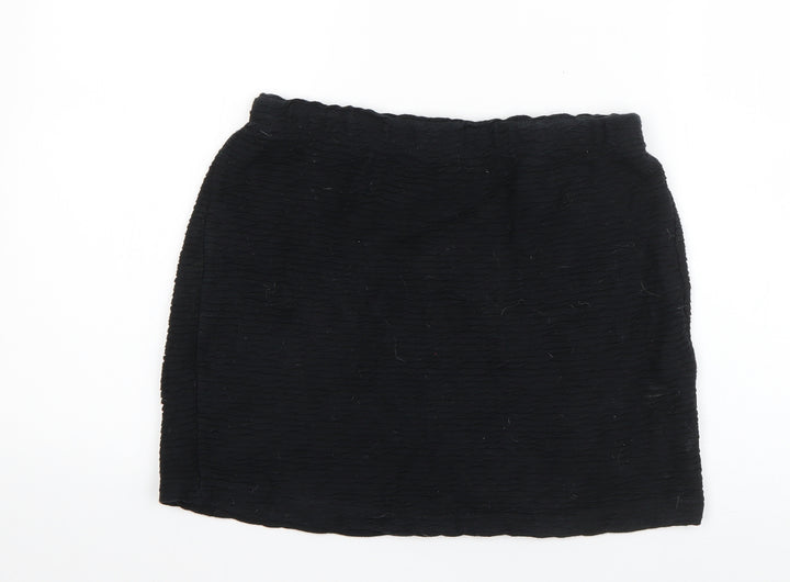 Topshop Womens Black  Cotton A-Line Skirt Size 10