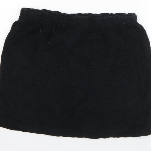 Topshop Womens Black  Cotton A-Line Skirt Size 10