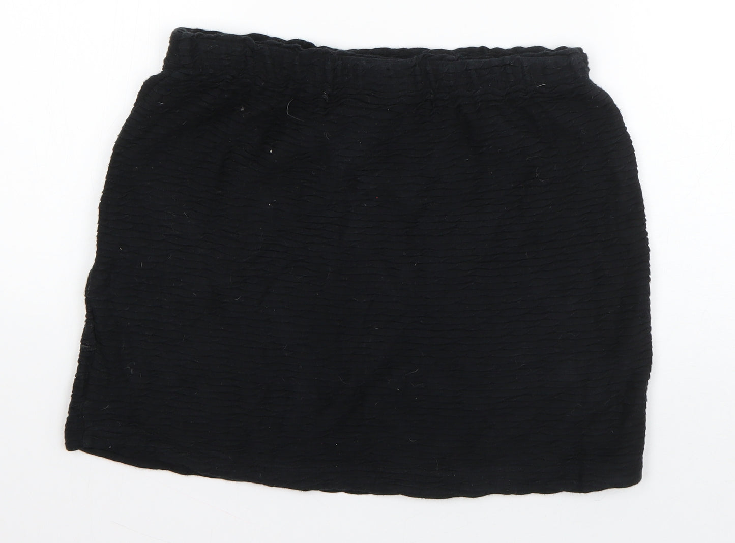 Topshop Womens Black  Cotton A-Line Skirt Size 10