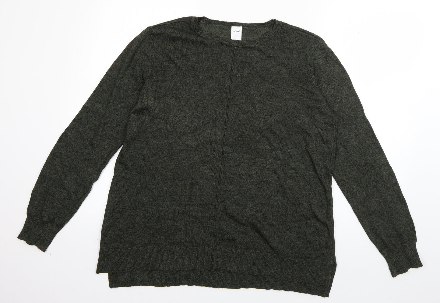 anko Womens Green Round Neck  Viscose Pullover Jumper Size 10