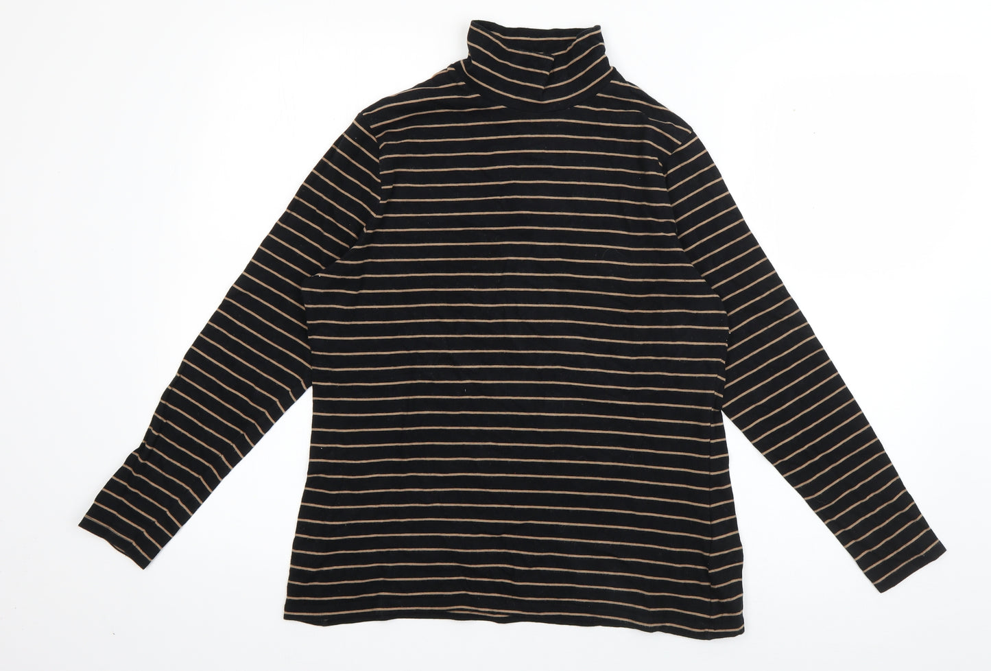 Marks and Spencer Womens Black  Cotton Basic T-Shirt Size 14 High Neck