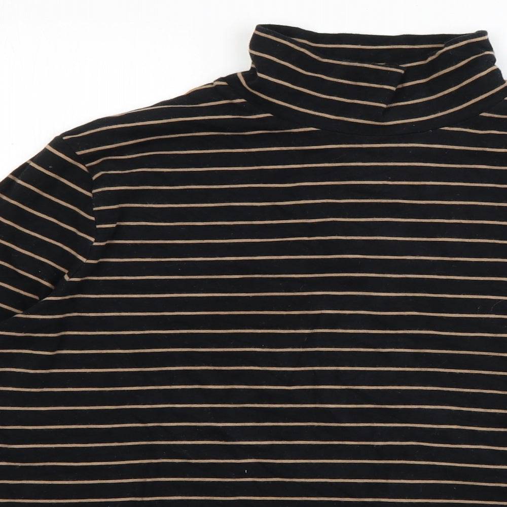 Marks and Spencer Womens Black  Cotton Basic T-Shirt Size 14 High Neck