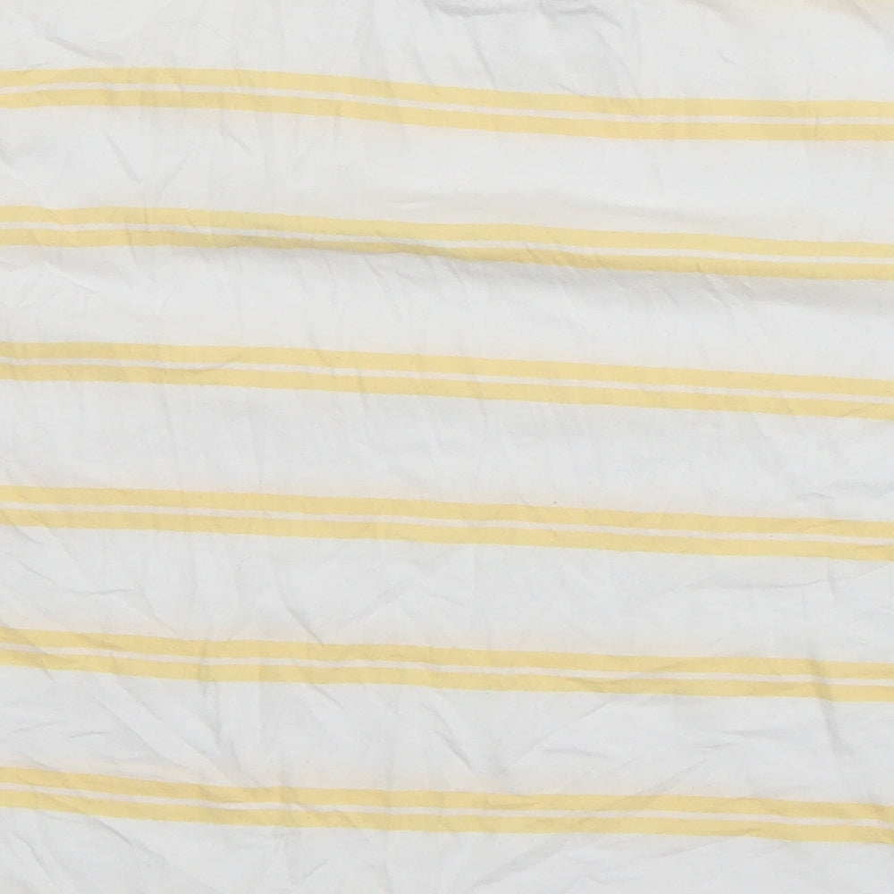 New Look Womens White Striped Cotton Basic T-Shirt Size 8 Round Neck - Bee