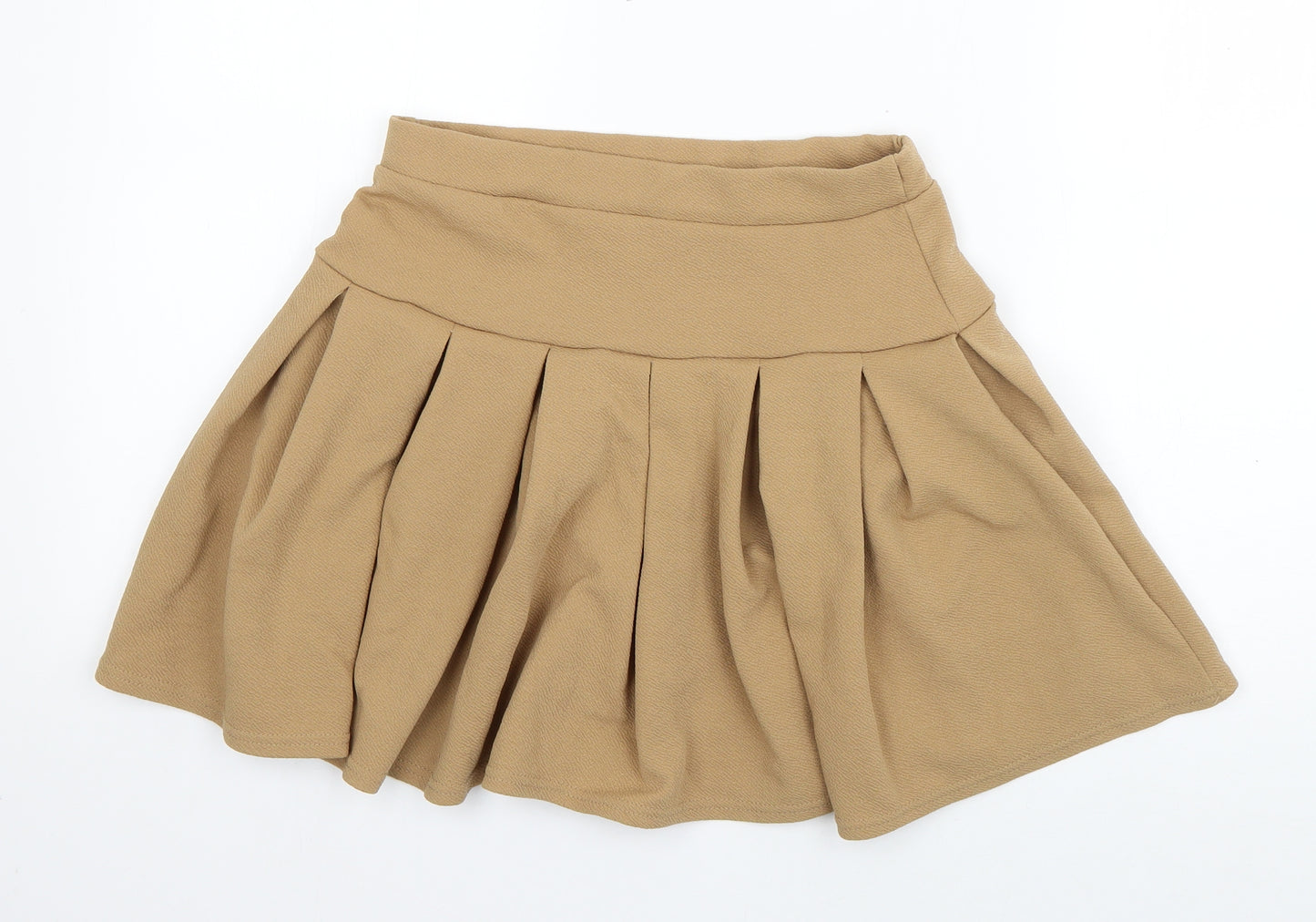 Boohoo Womens Brown  Polyester Pleated Skirt Size 10