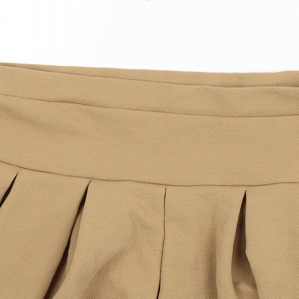 Boohoo Womens Brown  Polyester Pleated Skirt Size 10