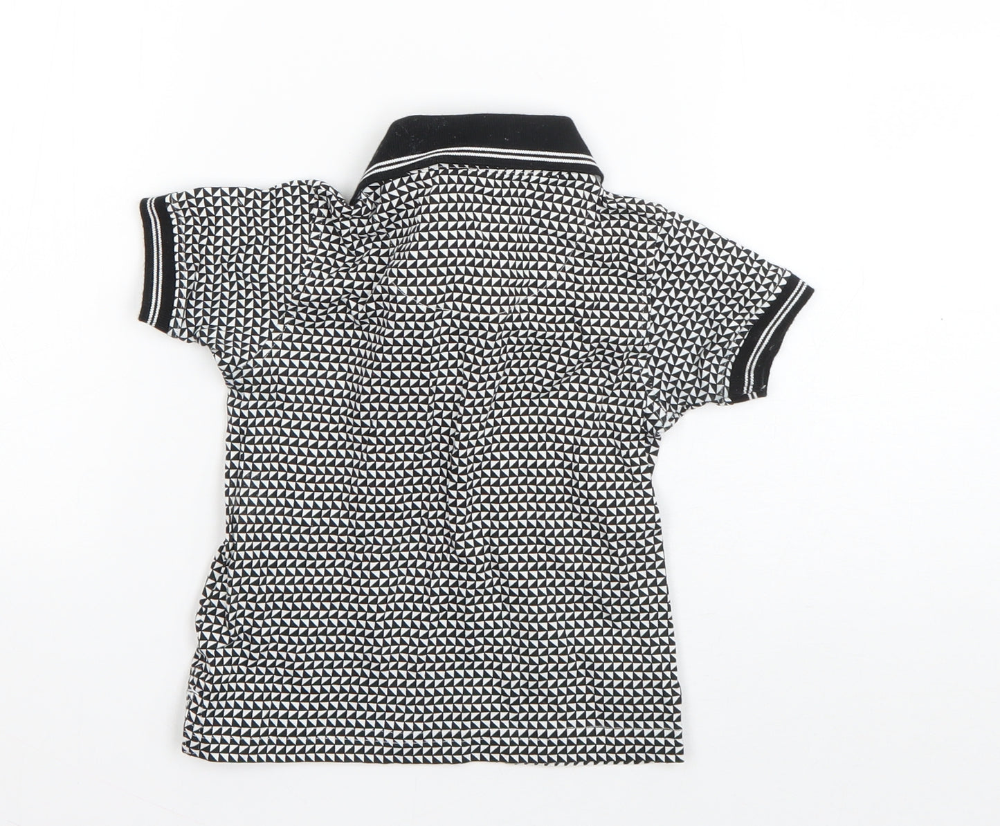Marks and Spencer Boys Black Geometric Cotton Basic T-Shirt Size 18-24 Months Collared Pullover