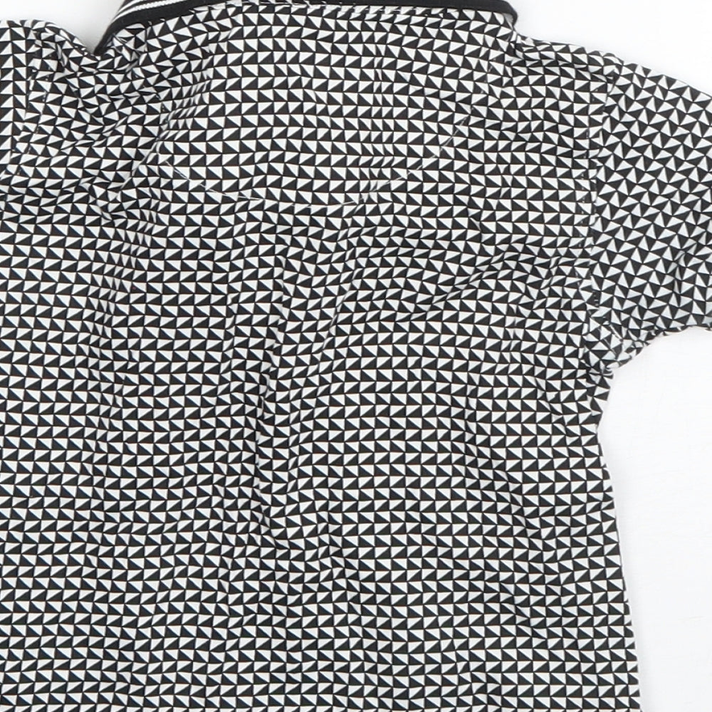 Marks and Spencer Boys Black Geometric Cotton Basic T-Shirt Size 18-24 Months Collared Pullover