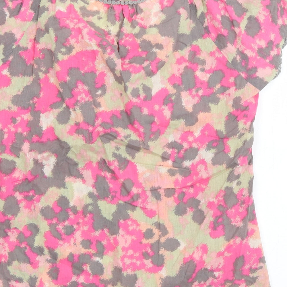 Monsoon Womens Multicoloured Animal Print Cotton Basic T-Shirt Size 12 Scoop Neck