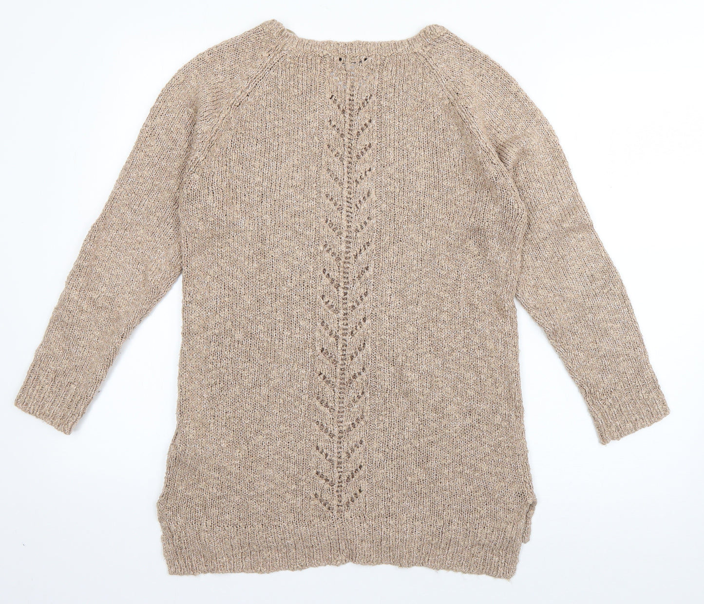 F&F Womens Brown Boat Neck  Acrylic Pullover Jumper Size 12