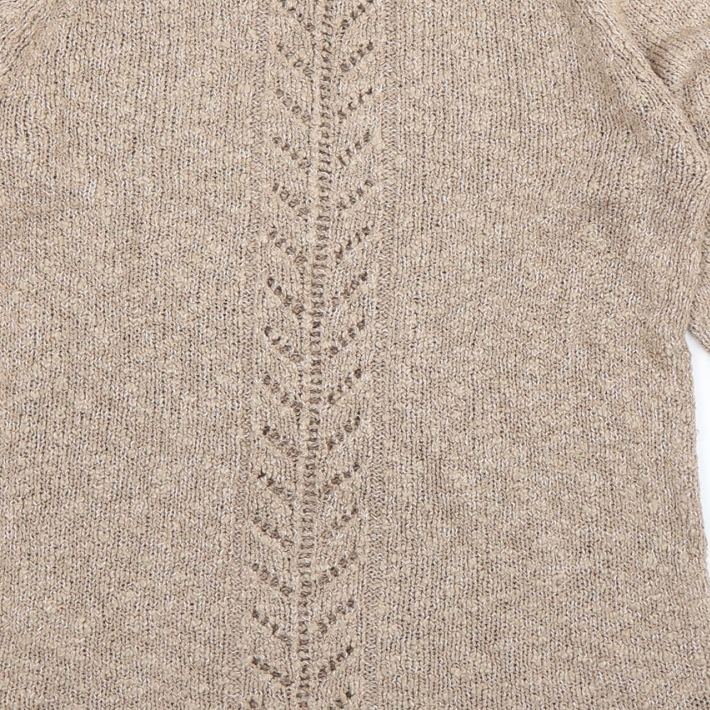 F&F Womens Brown Boat Neck  Acrylic Pullover Jumper Size 12