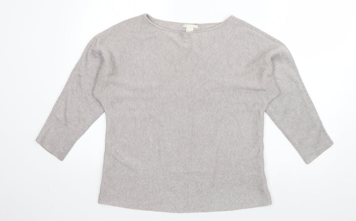 H&M Womens Grey Boat Neck Viscose Pullover Jumper Size S