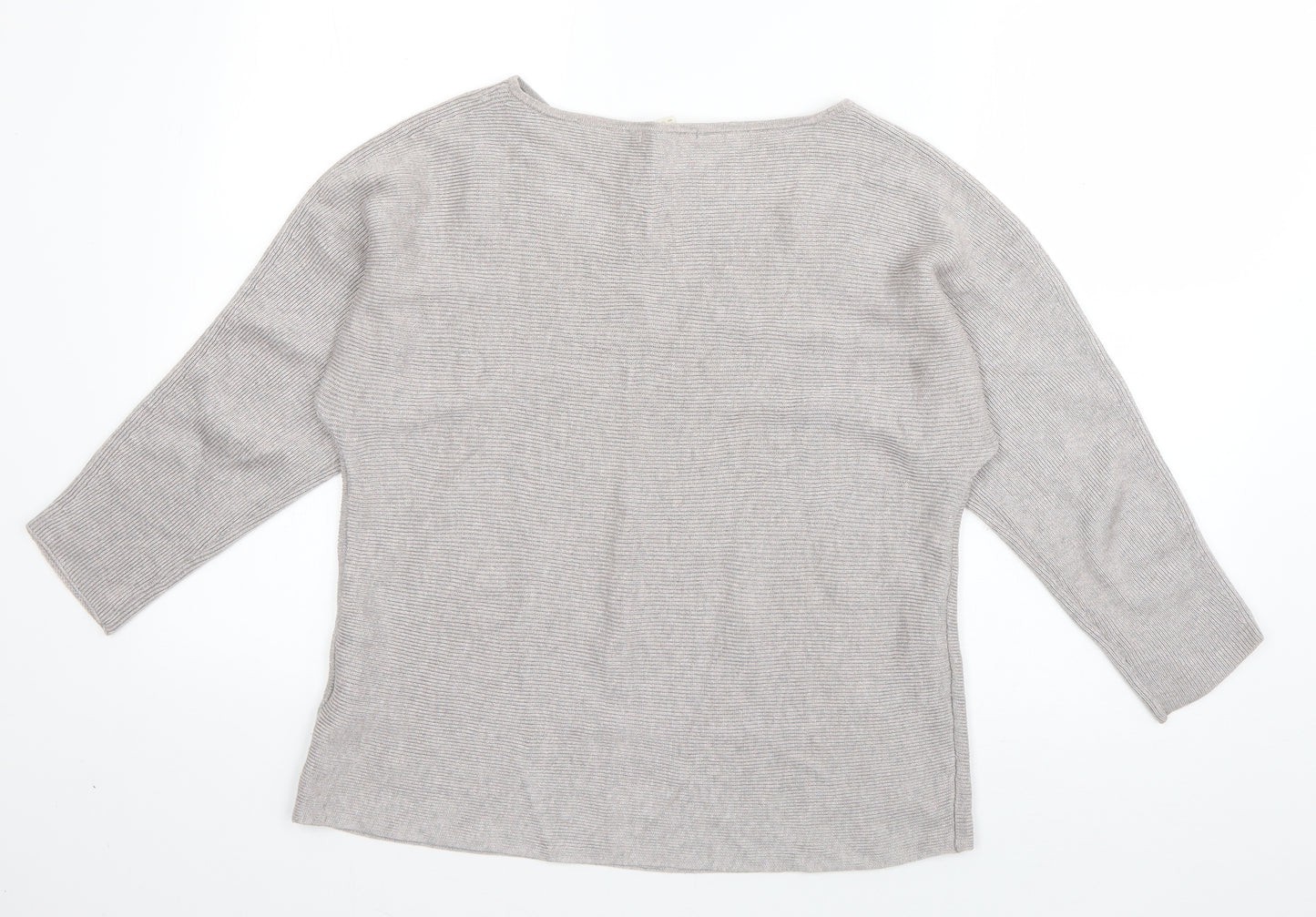 H&M Womens Grey Boat Neck  Viscose Pullover Jumper Size S