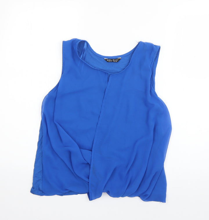 Select Girls Blue  Polyester Basic Tank Size 12 Years Scoop Neck Pullover