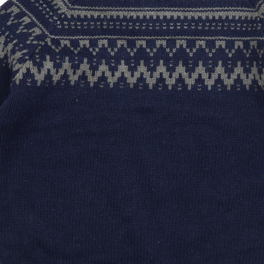 RJR.John Rocha Mens Blue V-Neck Geometric Acrylic Pullover Jumper Size L