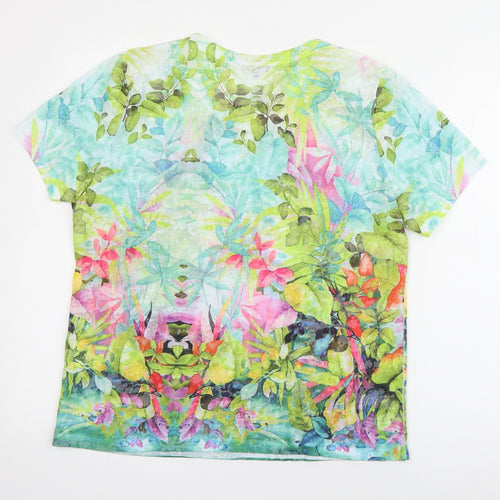 Emreco Womens Multicoloured  Polyester Basic T-Shirt Size 14 Round Neck