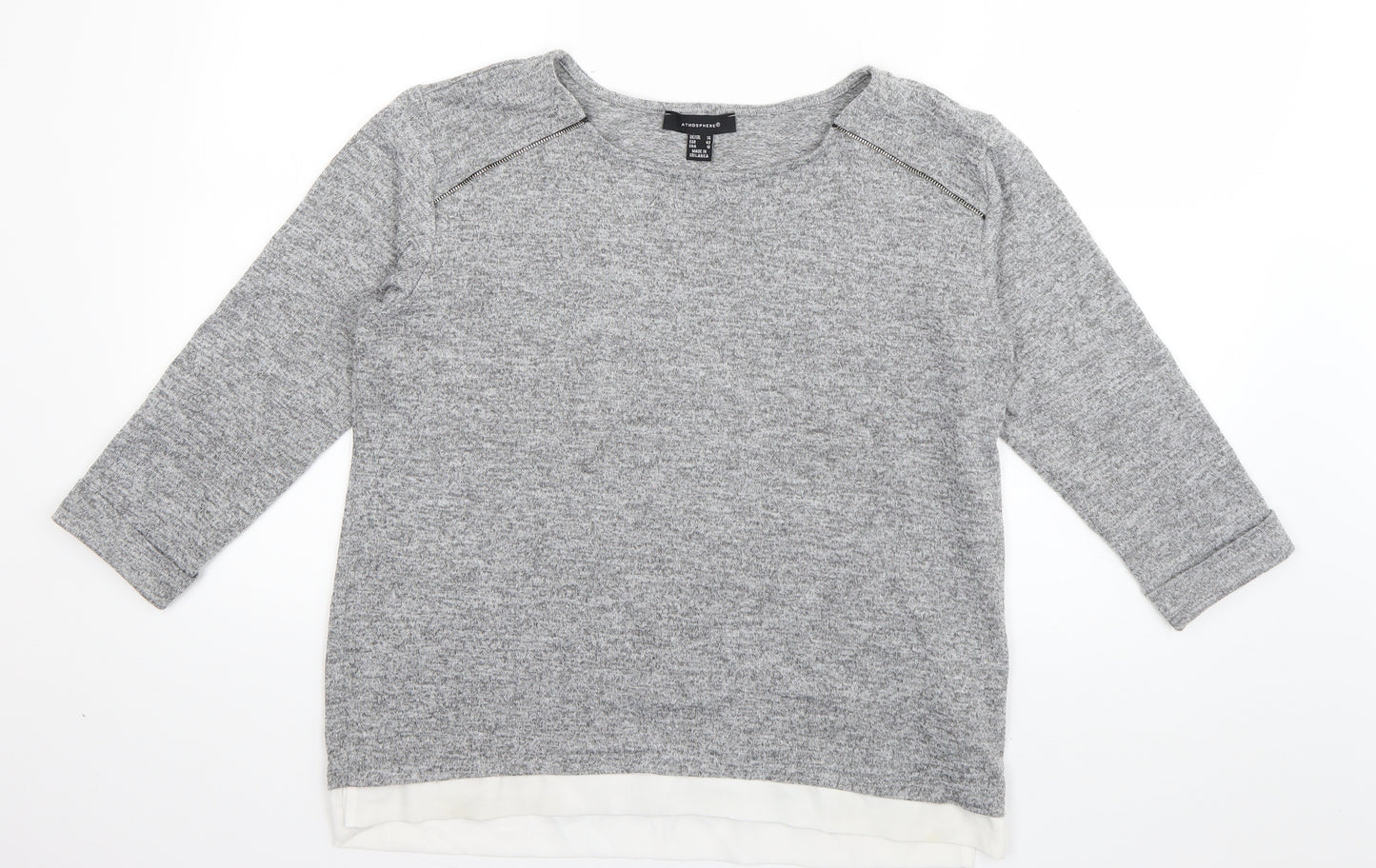Atmosphere Womens Grey  Polyester Jersey Blouse Size 14 Boat Neck