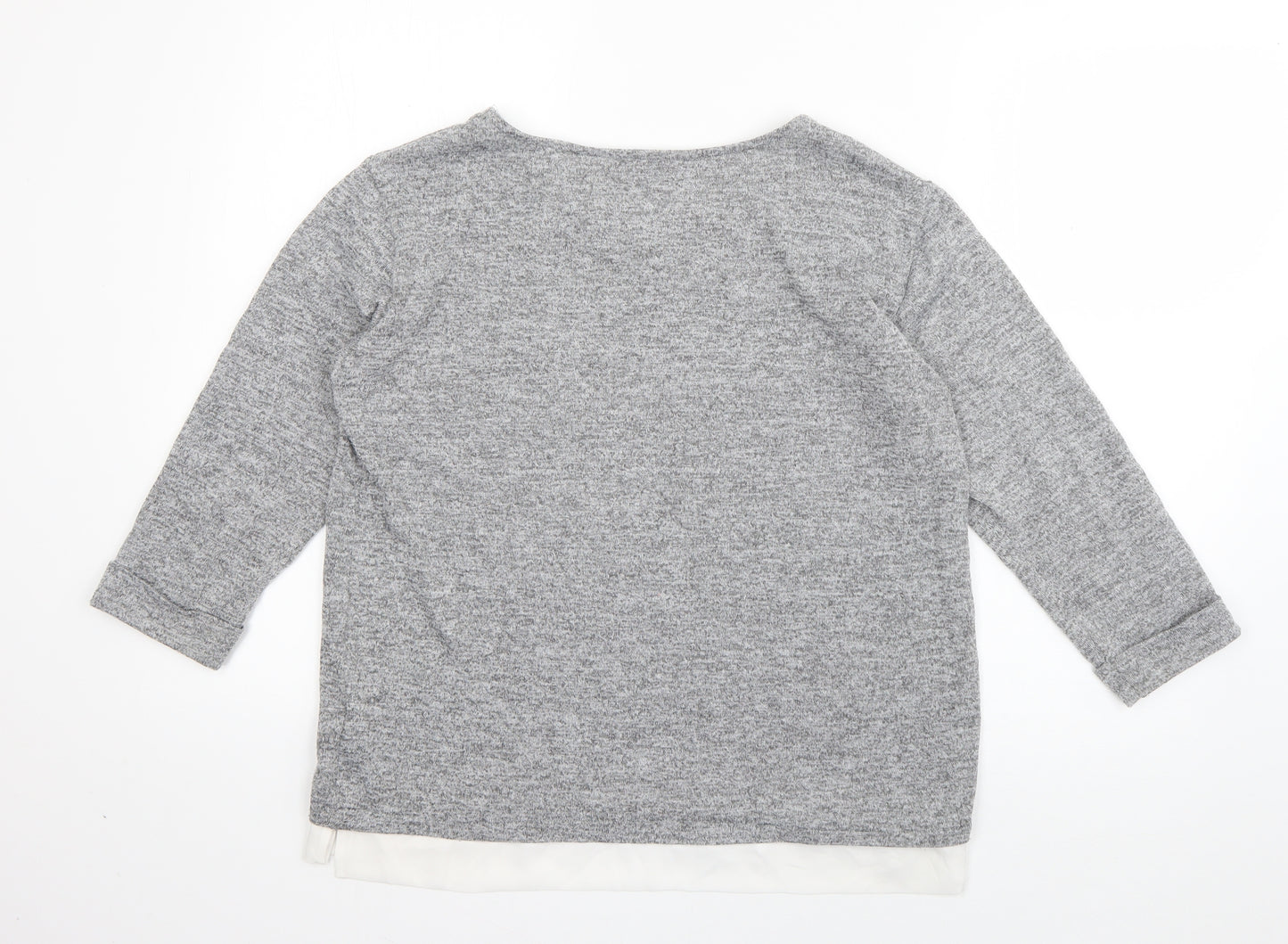 Atmosphere Womens Grey  Polyester Jersey Blouse Size 14 Boat Neck