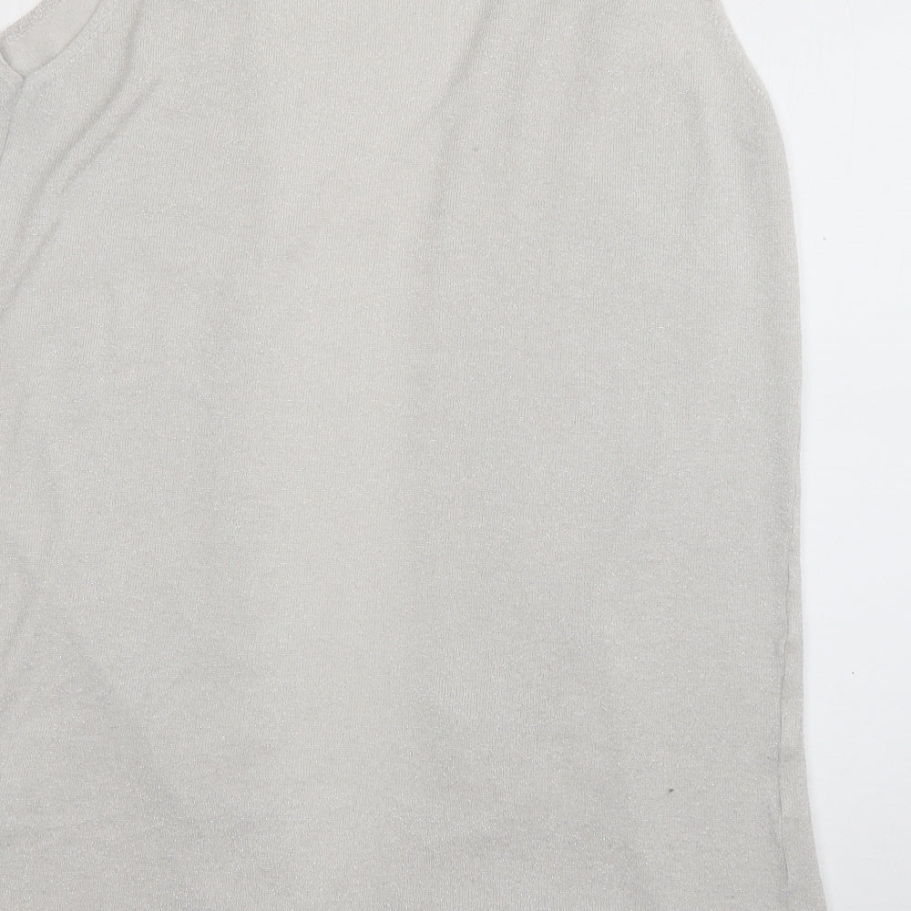 JD Williams Womens White V-Neck  Viscose Cardigan Jumper Size 16