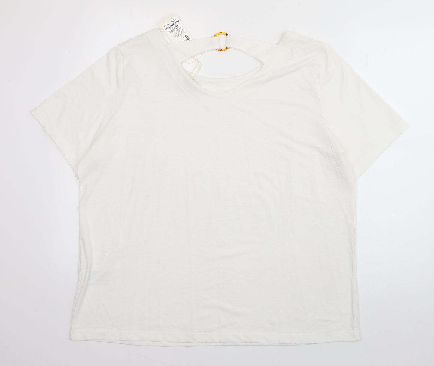 TOM TAILOR Womens White  Polyester Basic T-Shirt Size 3XL Scoop Neck